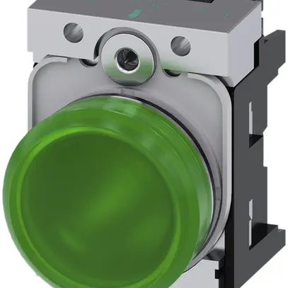 Leuchtmelder Siemens SIRIUS ACT m.Halter+LED 24VUC grün Metall hochglanz 