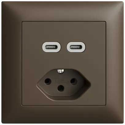 Prise ENC USB 2×type C + type 13 Feller EDIZIOdue FMI 230V 3000mA coffee 