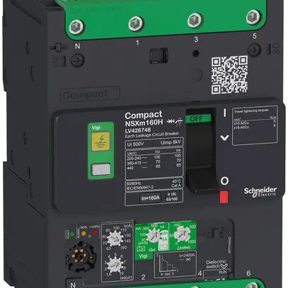 Disgiuntore di potenza Schneider Electric NSXm100E Vigi 100A 4P 16kA EVERLINK 