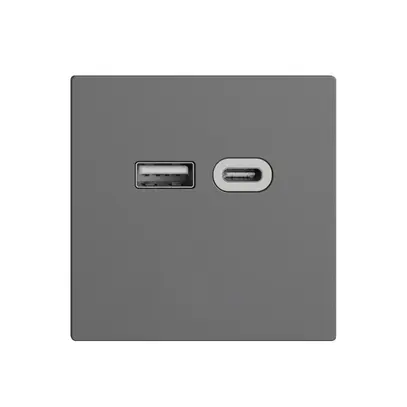 Prise USB 18W type A + type C Feller EDIZIOdue F 230V 3600mA gris foncé 