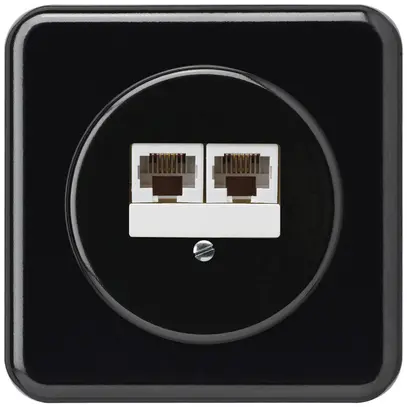 Boîte de raccordement ENC basico 2×RJ45u séparé noir 