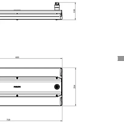 Projecteur de salle LED GentleSpace PIR 102W 17000lm 840 IP65 42°×44° VA 254×719 