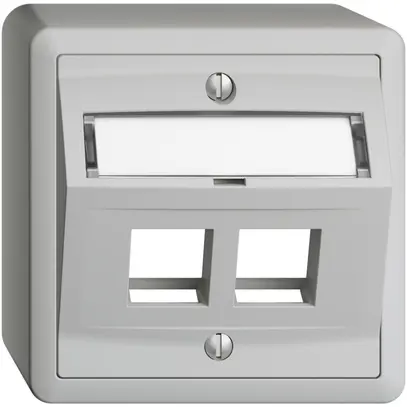 Kit montaggio AP Edue, c.cappa di uscita obliqua, per 2×Keystone, grigio chiaro 