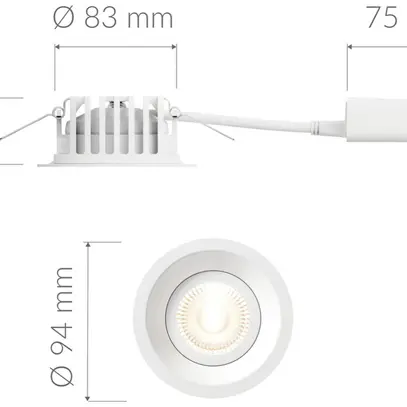 Downlight LED Plejd DWN-01-B 8W 515lm 2200…4000K IP44 VAR Ø94mm noir 