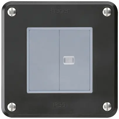 Interrupteur ENC robusto IP55 schema 3/contact à poussoir 1×lumineux noir combi 