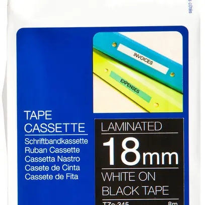 Cassette ruban Brother TZe-345 18mm×8m, noir/blanc 