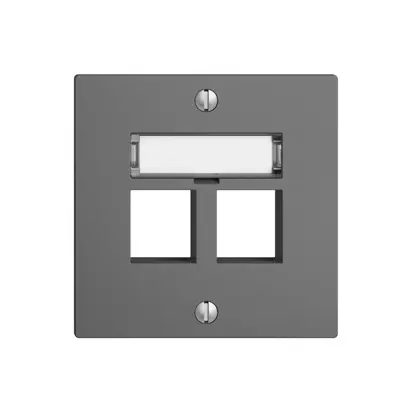 Kit montaggio EDIZIOdue F, uscita dritta, per 2×Keystone, grigio scuro 