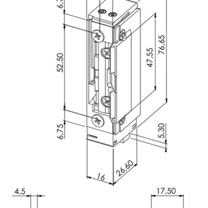 Vorlasttüröffner BSW B5000-TK, 10…24VDC, stromlos geschlossen, Radiusfalle, Top 