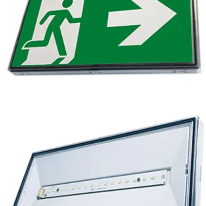 Luminaire de secours LED A30A 4W autonome 1h, IP66, mont.mural/plafond 4, picto. 