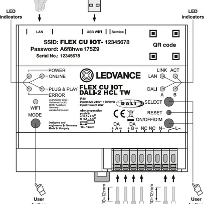 Apparecchio di comando LEDVANCE HCL TW IP20 220…240V DALI 91×106×62mm 