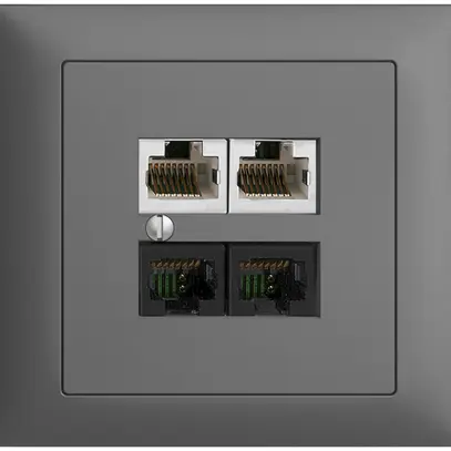 EB-Dose 4×RJ45 2×u/2×s EDIZIOdue dunkelgrau, R&M swissline NT 2ab 