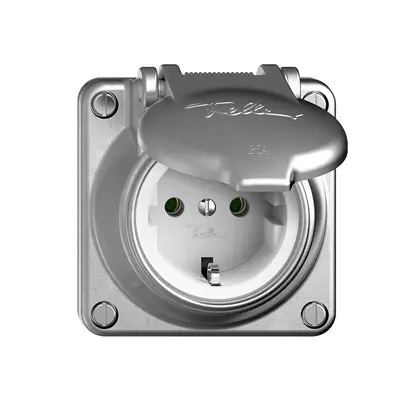 Presa SCHUKO FH GV 16A, 250VAC, L+N+PE alluminio lucidato 