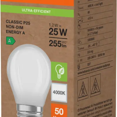 Lampada LED LEDVANCE CLASSIC P E27 1.2W 255lm 4000K Ø45×80mm opaco 