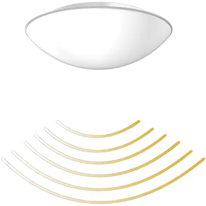 Lampada apparente RZB FLAT BASIC HF E27 1×46W IP43 Ø370×118mm bianco 