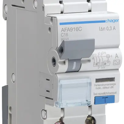 Disgiuntore differenziale Hager RCBO 2P 230V car.C 16A 0.3A tipo A 2UM 