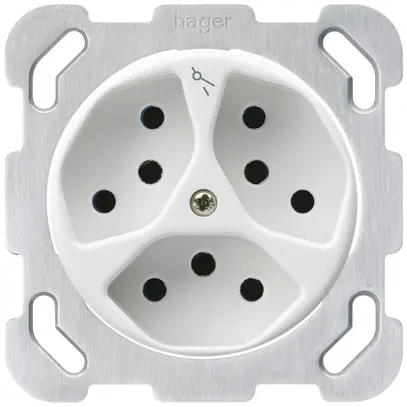 Inserto per presa INC basico 3×tipo 13S con placca di fissaggio bianco 