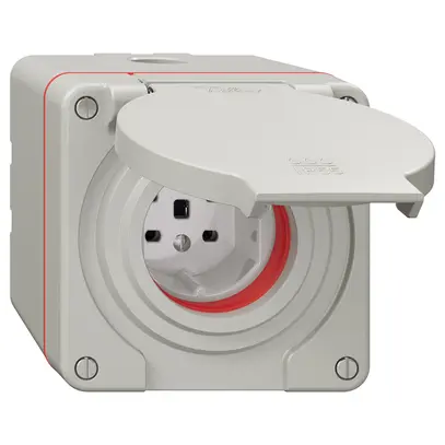 Prise NAP NEVO, 1×T25, IP55 d'après SN 441011, a.joint rouge, gris clair 