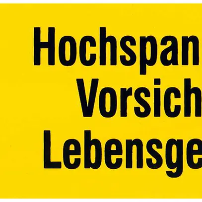 Placca di avviso plastica (Hochspannung) 105×51mm giallo/nero 