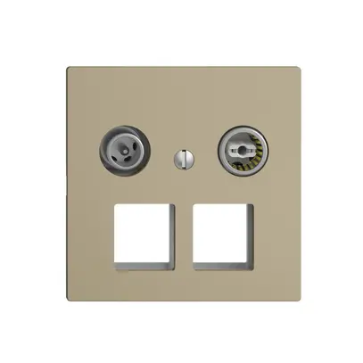 Prise multimédia 19dB EDIZIOdue F, prise de passage, pour 2×RJ45 Keystone, sand 