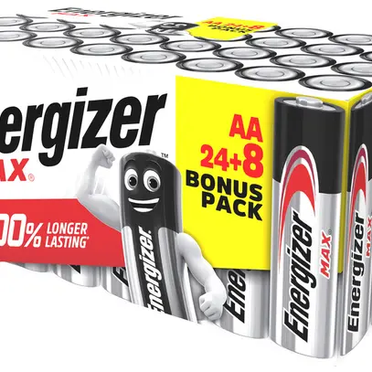 Batteria alcalina Energizer Max Mignon (AA) LR6, 1.5V, scat.da 32pezzi 