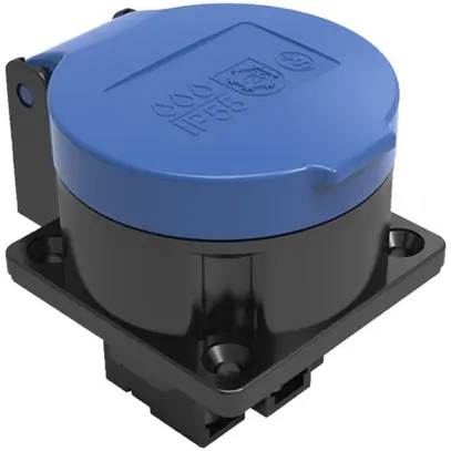 Presa INS ELBRO T23 IP55 16 A 230 VAC IK08 nero/blu S+ incluso il sigillo 