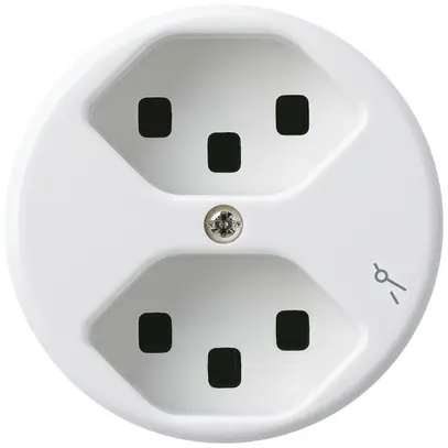 Prise Hager basico 2×type 23 1×S A blanc 