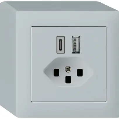 Presa di carica USB AP kallysto 18W PD 1×tipo A 1×tipo C T23 grigio chiaro 