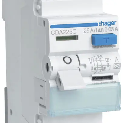 Interruttore differenziale Hager RCCB (RCD) 2P 230V 0.03A tipo A 25A 6kA 2UM 