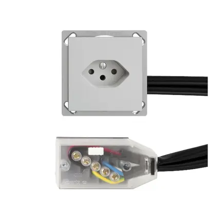 Prise INC EDIZIOdue T13 L1 gris clair, pour câble plat Technofil 