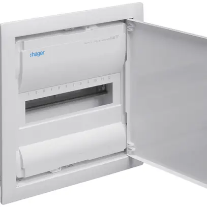 Distributore INC Hager volta 1-fila 12UM IP30 348×356×94.5mm per parete cava 