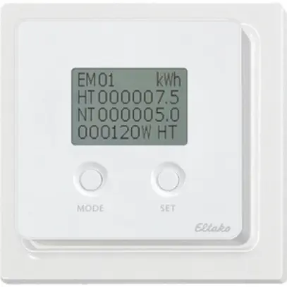 Ecran d'affichage d'énergie RF AP Eltako blanc brillant, FEA65D-wg LCD 