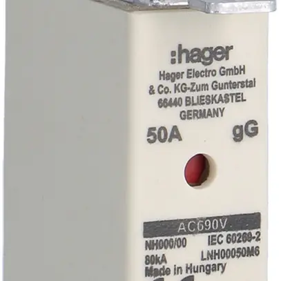Fusibile HPC Hager DIN000 690VAC 50A gG/gL segnalatore doppio inossidabile 