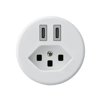 USB-Ladesteckdose Hager basico C-C 20W+T23 5V weiss 