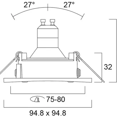 Spot INS Sylvania INSET GU10 1×75W IP20/44 100×95×95mm alluminio 