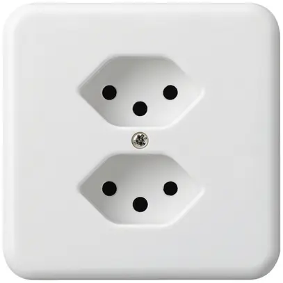 Presa INC Hager basico 2×tipo 13 con protezione bambini bianco 