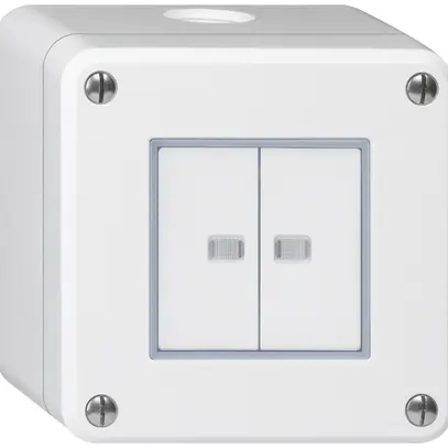 Interruttore AP robusto IP55 schema 3/AR 2×illuminato bianco 