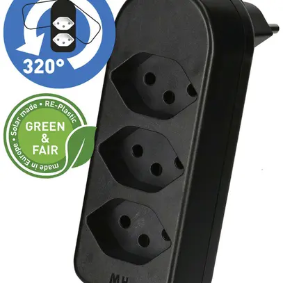 Mehrfach-Stecker MAX HAURI ADAPT SPLIT 10A 3×T13 schwarz 