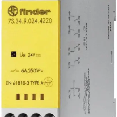 Module de relais Finder avec contacts à guidage forcé, 3 f et 1 o, 6A, 24VDC 