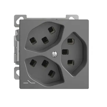 Presa AP 3×T23 Feller EDIZIOdue FXCO54 1×separato morsetti innesto grigio scuro 