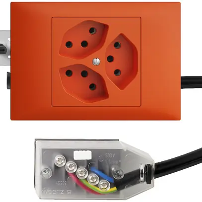 Prise INC EDIZIOdue 3×T13 L3 orange 45…69mm pour câble Technofil 
