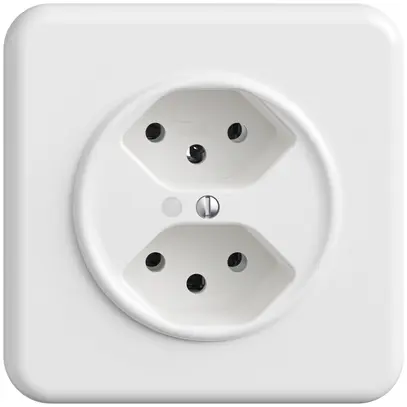 Prise ENC Sdue QMI, 2×type 13, a.LED, a.plaque de recouvrement et de fix., blanc 