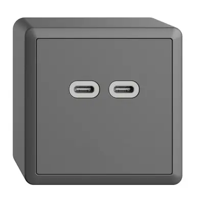 Prise AP USB 18W 2×type C Feller EDIZIOdue FX54 230V 3600mA gris foncé 