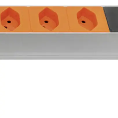 Presa multipla STEBA ALU PROfil 19" 1UA 8×T13, con cavo 3m T12, 10A arancione 