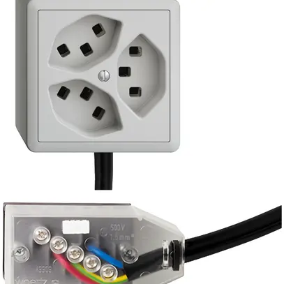 Prise AP 3×T23 16A gris clair L1 EDIZIOdue pour Technofil 