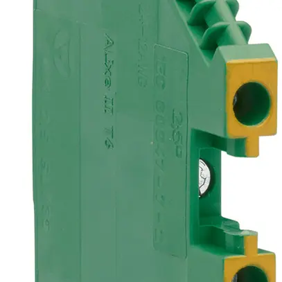 Durchgangs-Reihenklemme Hager 2.5mm², PE, Schraubklemme seitlich offen 