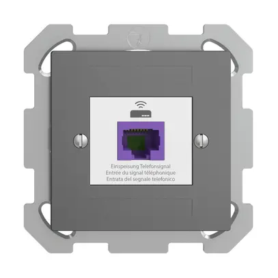 Prise de retour ENC EDIZIOdue FM 1×RJ45 p.Swisscom VoIP, 8 pôles, UTP gris foncé 
