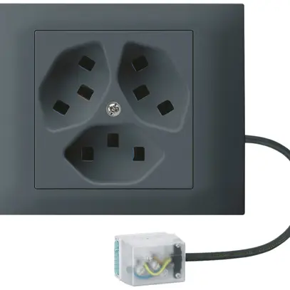 Prise INC Hager kallysto, 3×T23, avec G3 et adaptateur Power L3, T, anthracite 