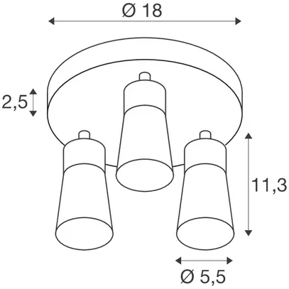 Spot SLV PURI 2.0 Cone CW GU10 3×6W VAR Ø180×113mm noir/or 
