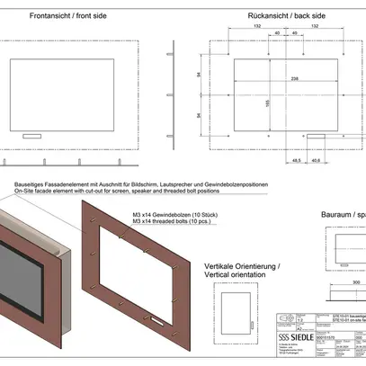Écran tactile INC Siedle Touch système bus caméra 12VAC 238×238×78.5mm IP54 