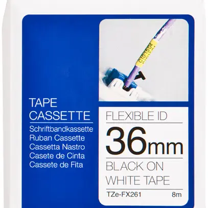 Cassette ruban Brother TZe-FX261 36mm×8m, blanc 